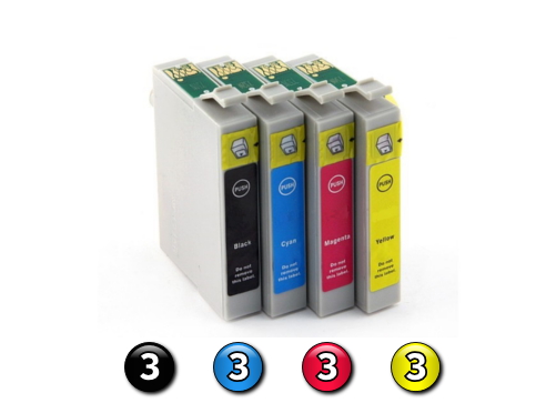 12 Pack Combo Compatible Epson T0631/2/3/4 (3BK/3C/3M/3Y) ink cartridges